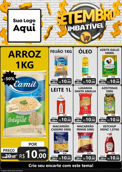 Modelo de Encarte para Encarte A4 Vertical com o tema Setembro Imbatível para Supermercado
