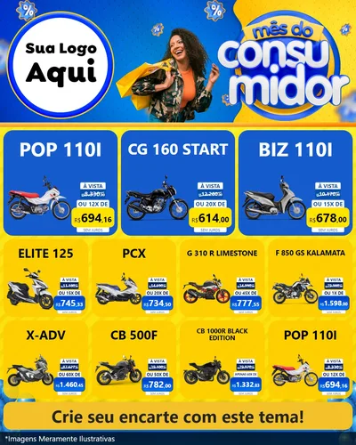 Modelo de Rede Social para Feed Instagram com o tema Mês do Consumidor para Concessionaria de Motos