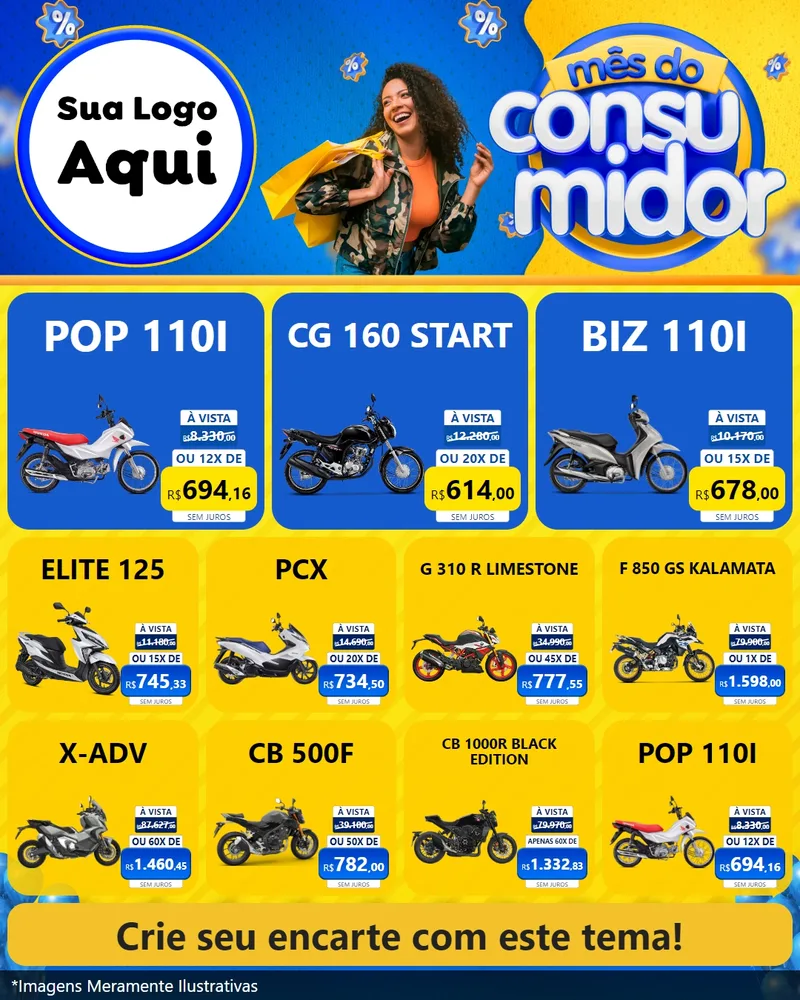 Modelo de Rede Social para Feed Instagram com o tema Mês do Consumidor para Concessionaria de Motos