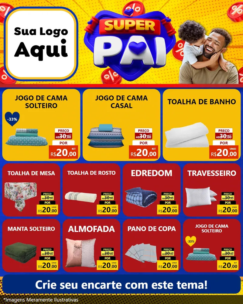 Modelo de Rede Social para Feed Instagram com o tema Super Pai para Cama, Mesa e Banho