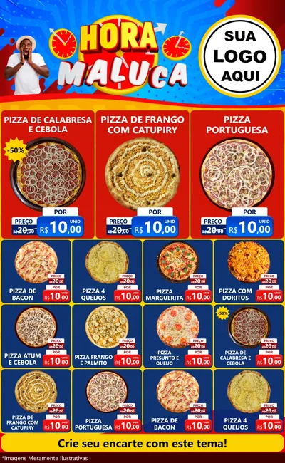 Modelo de Encarte para Encarte Grande com o tema Hora Maluca para Pizzaria