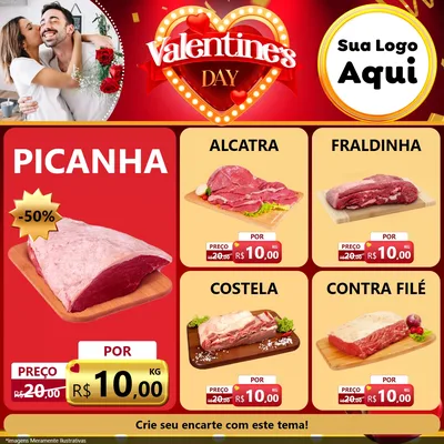 Modelo de Rede Social para Feed Facebook com o tema Valentine's Day para Açougue