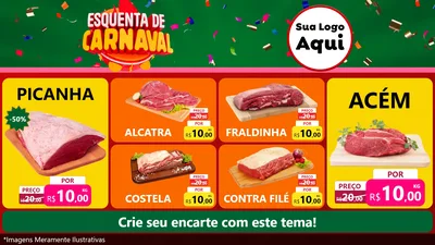 Modelo de TV para TV Horizontal com o tema Esquenta de Carnaval para Açougue
