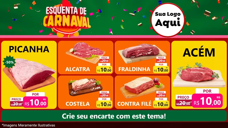 Modelo de TV para TV Horizontal com o tema Esquenta de Carnaval para Açougue