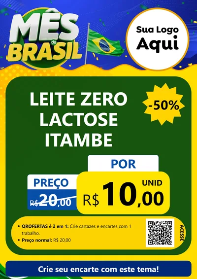 Modelo de Cartaz para Cartaz A4 Vertical com o tema Mês do Brasil para Frios e Laticínios