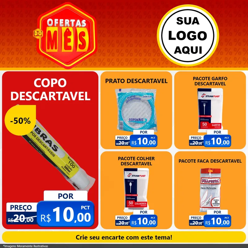 Modelo de Rede Social para Feed Facebook com o tema Ofertas do Mês para Embalagens