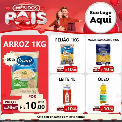 Modelo de Rede Social para Feed Facebook com o tema Mês dos Pais para Supermercado