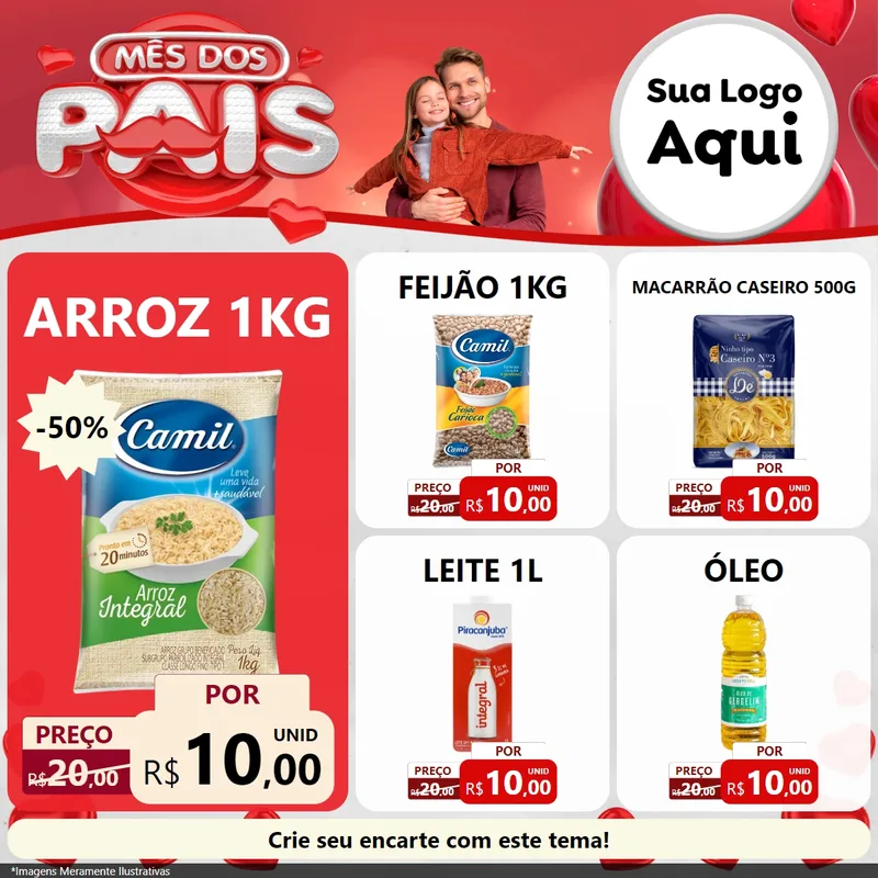 Modelo de Rede Social para Feed Facebook com o tema Mês dos Pais para Supermercado