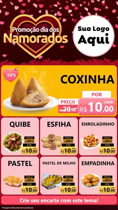 Modelo de Rede Social para Stories com o tema Promoção Dia Dos Namorados para Salgadaria