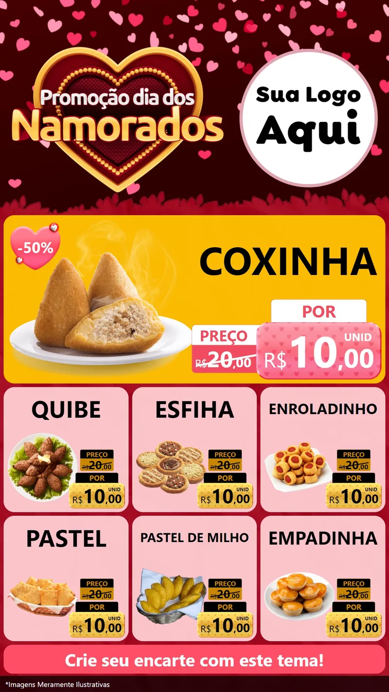 Modelo de Rede Social para Stories com o tema Promoção Dia Dos Namorados para Salgadaria