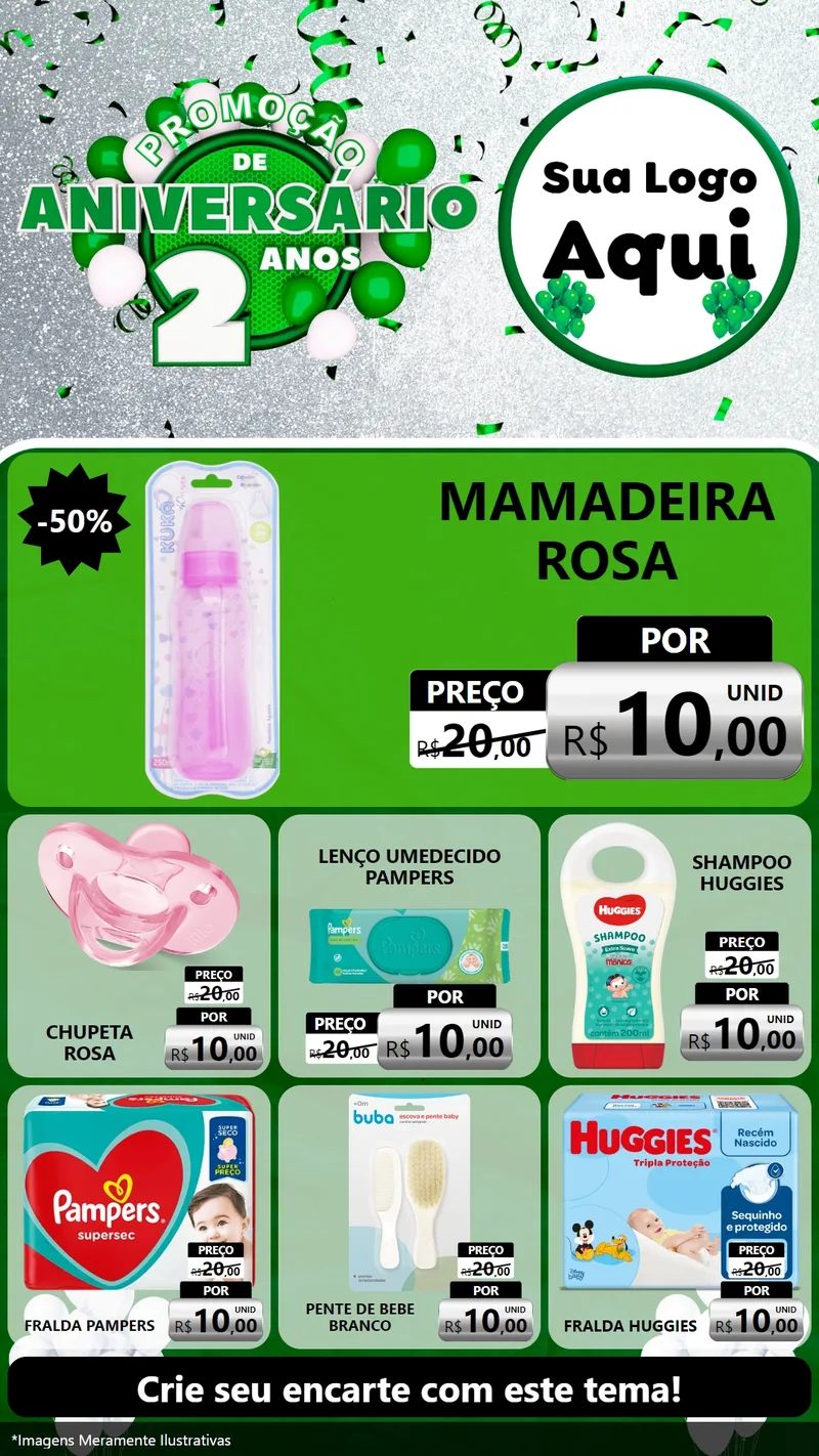 Modelo de Rede Social para Stories com o tema Promoção de Aniversário - 2 Anos para Bebês