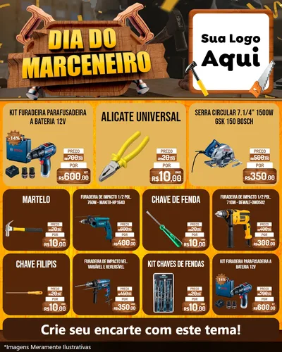 Modelo de Rede Social para Feed Instagram com o tema Dia do Marceneiro para Maquinas e Ferramentas