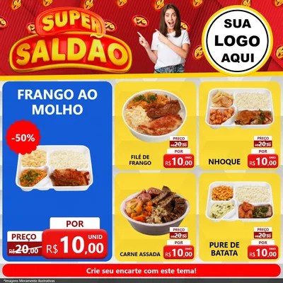 Modelo de Rede Social para Feed Facebook com o tema Super Saldão para Restaurante