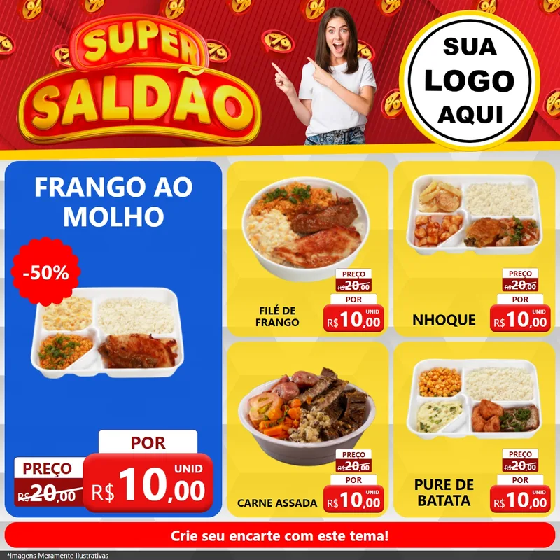 Modelo de Rede Social para Feed Facebook com o tema Super Saldão para Restaurante
