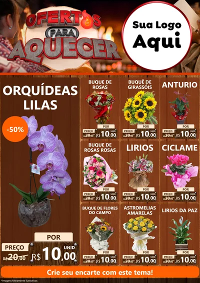 Modelo de Encarte para Encarte A4 Vertical com o tema Ofertas Para Aquecer para Floricultura e jardim