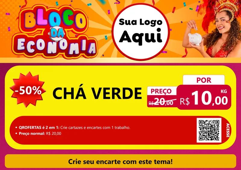 Modelo de Cartaz para Cartaz A4 Horizontal com o tema Bloco da Economia para Produtos Naturais