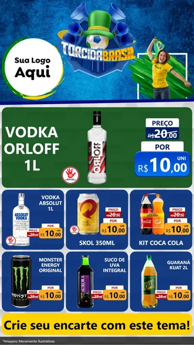 Modelo de Rede Social para Stories com o tema Torcida Brasil - Copa para Distribuidora de bebidas