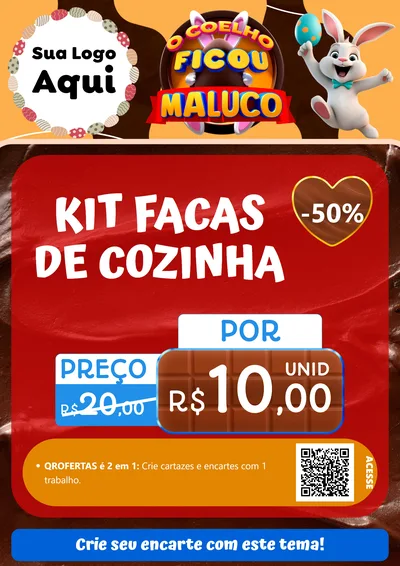 Modelo de Cartaz para Cartaz A4 Vertical com o tema O Coelho Ficou Maluco - Páscoa para Utilidades Domésticas