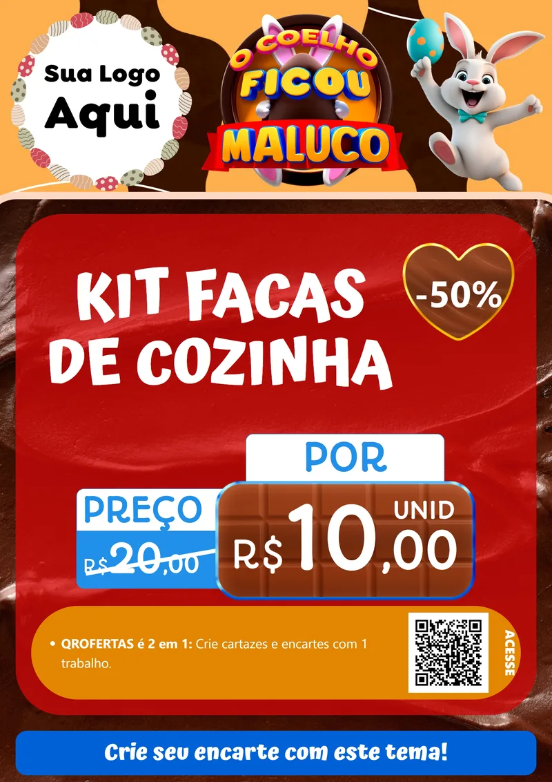Modelo de Cartaz para Cartaz A4 Vertical com o tema O Coelho Ficou Maluco - Páscoa para Utilidades Domésticas