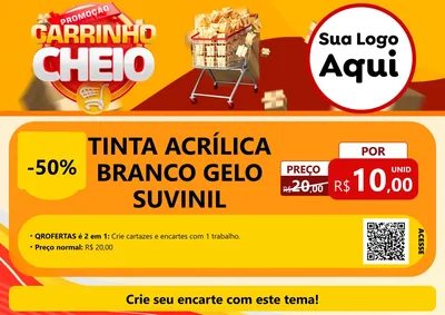 Modelo de Cartaz para Cartaz A4 Horizontal com o tema Promoção carrinho cheio para Tintas e Ferramentas