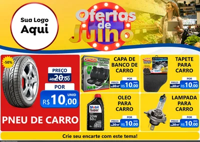 Modelo de Encarte para Encarte A4 Horizontal com o tema Ofertas de Julho para Auto peças