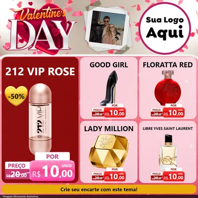 Modelo de Rede Social para Feed Facebook com o tema Valentine's Day para Perfumes