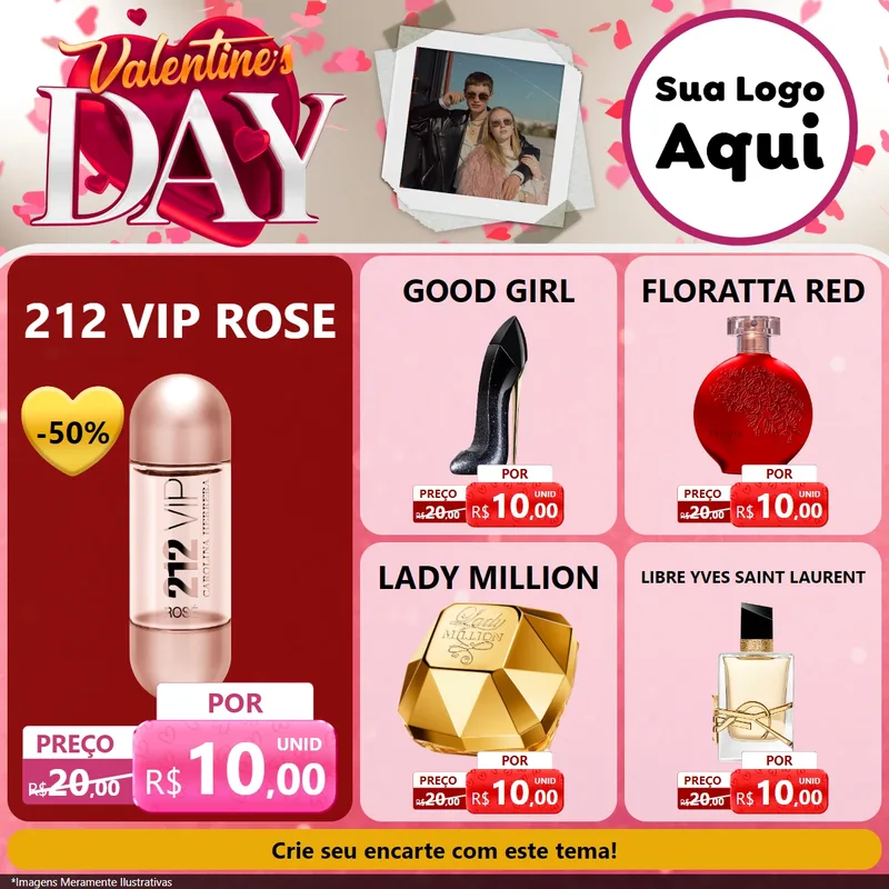 Modelo de Rede Social para Feed Facebook com o tema Valentine's Day para Perfumes