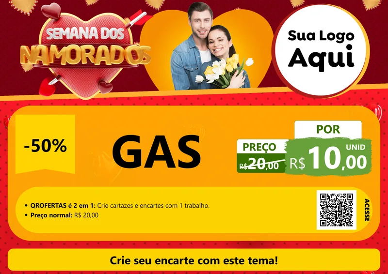 Modelo de Cartaz para Cartaz A4 Horizontal com o tema Semana dos Namorados para Água e gás