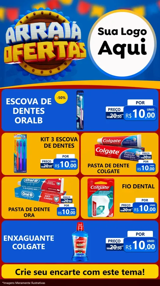 Modelo de TV para TV Vertical com o tema Arraiá de Ofertas - Junina para Higiene Pessoal