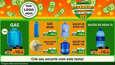 Modelo de TV para TV Horizontal com o tema Comece Fevereiro Economizando para Água e gás