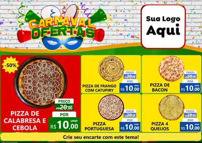 Modelo de Encarte para Encarte A4 Horizontal com o tema Carnaval de Ofertas para Pizzaria