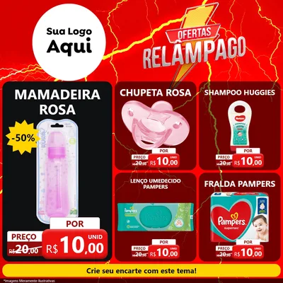 Modelo de Rede Social para Feed Facebook com o tema Ofertas Relâmpago para Bebês