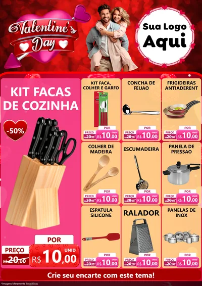 Modelo de Encarte para Encarte A4 Vertical com o tema Valentine's Day para Utilidades Domésticas
