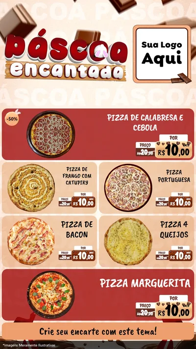 Modelo de TV para TV Vertical com o tema Páscoa Encantada para Pizzaria