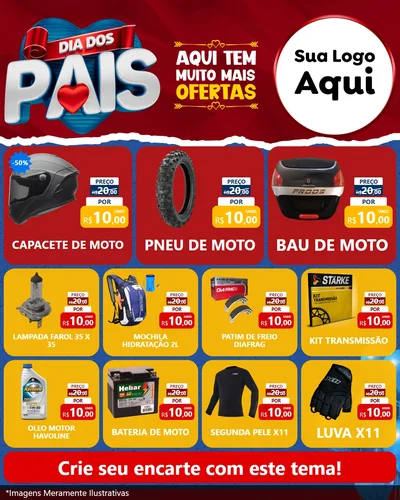 Modelo de Rede Social para Feed Instagram com o tema Dia dos Pais para Moto peças