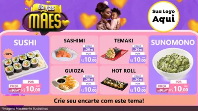 Modelo de TV para TV Horizontal com o tema Dia das Mães para Comida japonesa