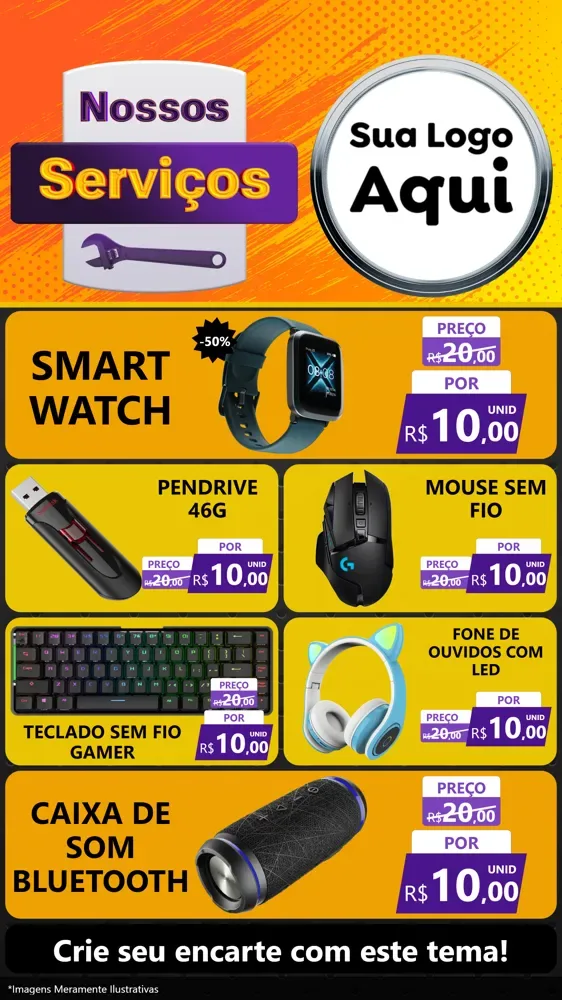 Modelo de TV para TV Vertical com o tema Nossos Serviços para Informática