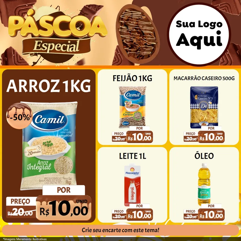 Modelo de Rede Social para Feed Facebook com o tema Páscoa Especial para Supermercado