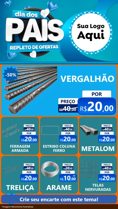 Modelo de Rede Social para Stories com o tema Dia Dos Pais Repleto de Ofertas para Ferragens