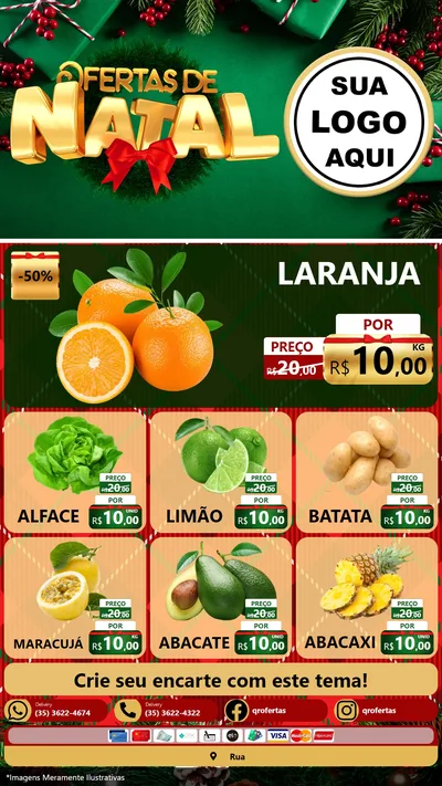 Modelo de Rede Social para Stories com o tema Ofertas de Natal para Hortifrúti