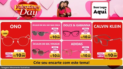Modelo de TV para TV Horizontal com o tema Valentine's Day para Óticas