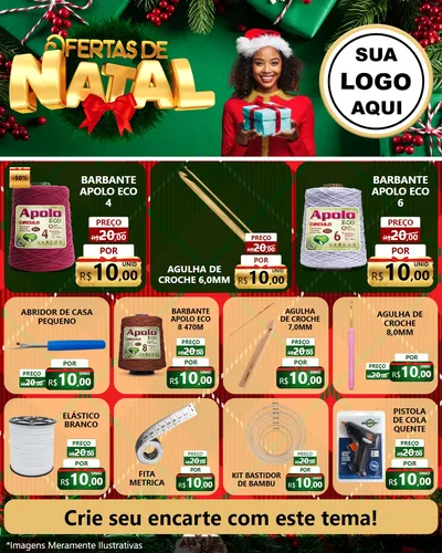 Modelo de Rede Social para Feed Instagram com o tema Ofertas de Natal para Armarinho e Aviamentos