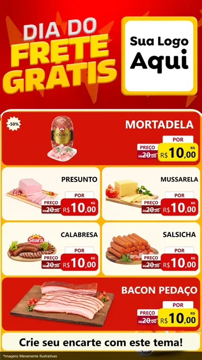 Modelo de TV para TV Vertical com o tema Dia do Frete Grátis para Frios e Laticínios