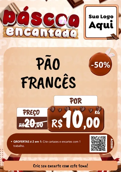 Modelo de Cartaz para Cartaz A4 Vertical com o tema Páscoa Encantada para Padaria