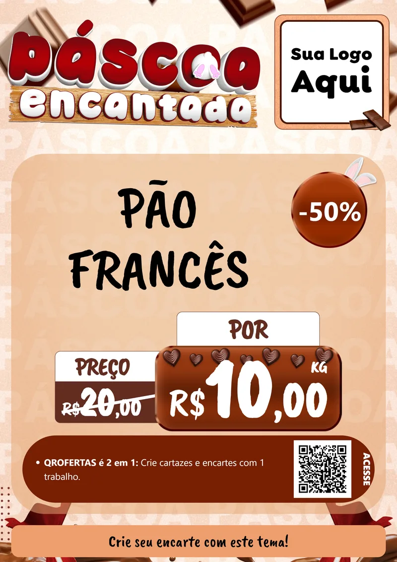 Modelo de Cartaz para Cartaz A4 Vertical com o tema Páscoa Encantada para Padaria