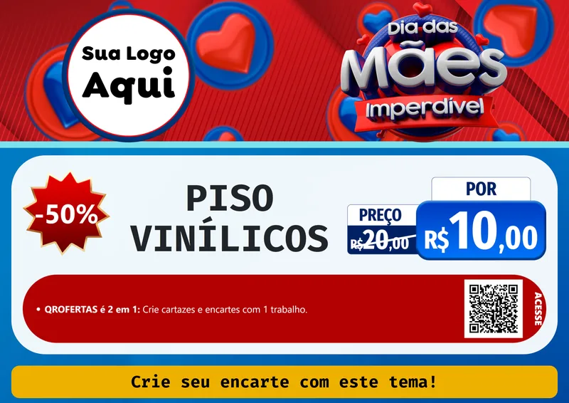 Modelo de Cartaz para Cartaz A4 Horizontal com o tema Dia Das Mães Imperdível para Material para Construção