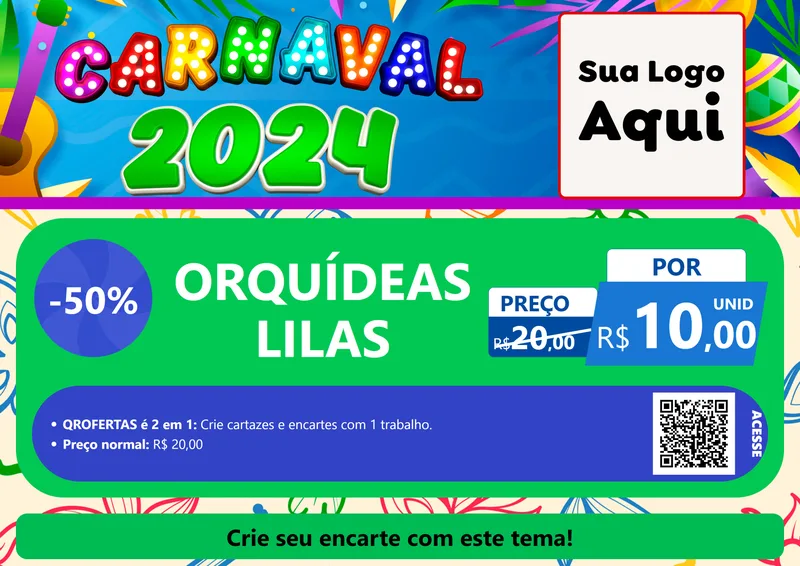 Modelo de Cartaz para Cartaz A4 Horizontal com o tema Carnaval 2027 para Floricultura e jardim
