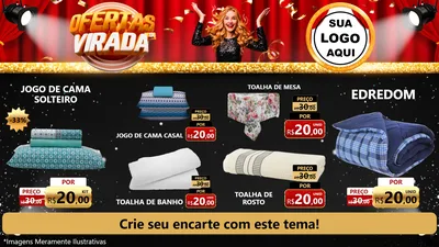 Modelo de TV para TV Horizontal com o tema Ofertas da Virada para Cama, Mesa e Banho