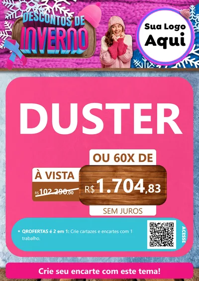 Modelo de Cartaz para Cartaz A4 Vertical com o tema Descontos de Inverno para Concessionaria de Carros