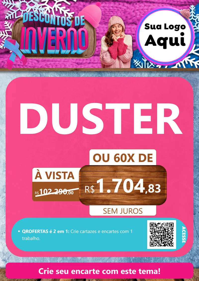 Modelo de Cartaz para Cartaz A4 Vertical com o tema Descontos de Inverno para Concessionaria de Carros